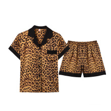 Leopard Print Popular Satin Pajamas Set Pajama Lady